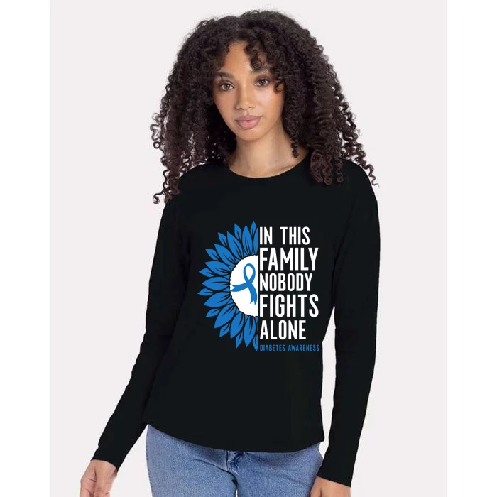 In This Family Nobody Fights Alone T1d Diabetes Awareness Meaningful Gift Womens Cotton Relaxed Long Sleeve T-Shirt