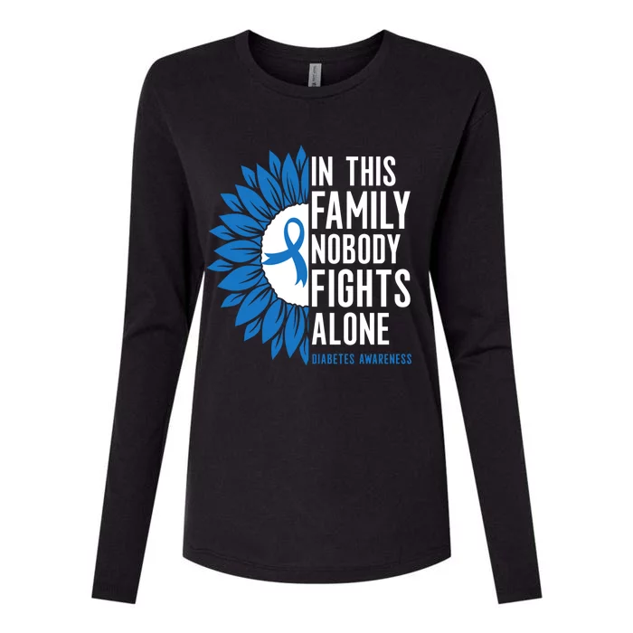 In This Family Nobody Fights Alone T1d Diabetes Awareness Meaningful Gift Womens Cotton Relaxed Long Sleeve T-Shirt