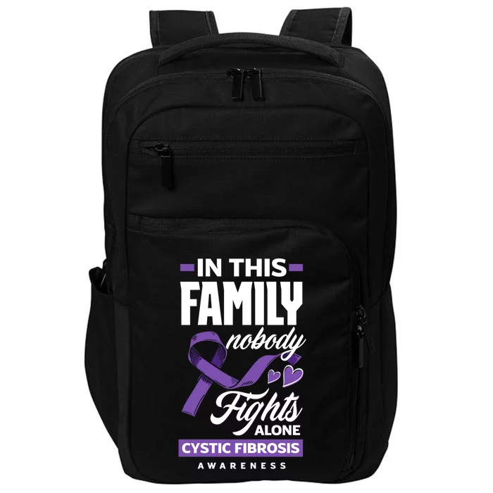 In This Family Nobody Fights Alone Cystic Fibrosis Awareness Gift Impact Tech Backpack