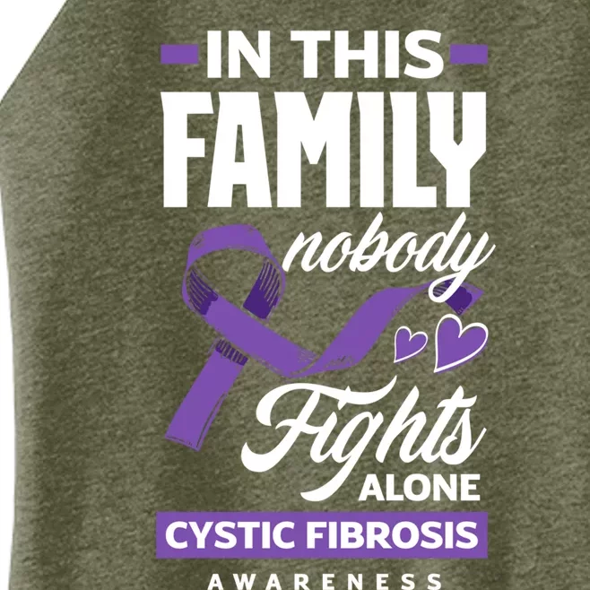 In This Family Nobody Fights Alone Cystic Fibrosis Awareness Gift Women’s Perfect Tri Rocker Tank