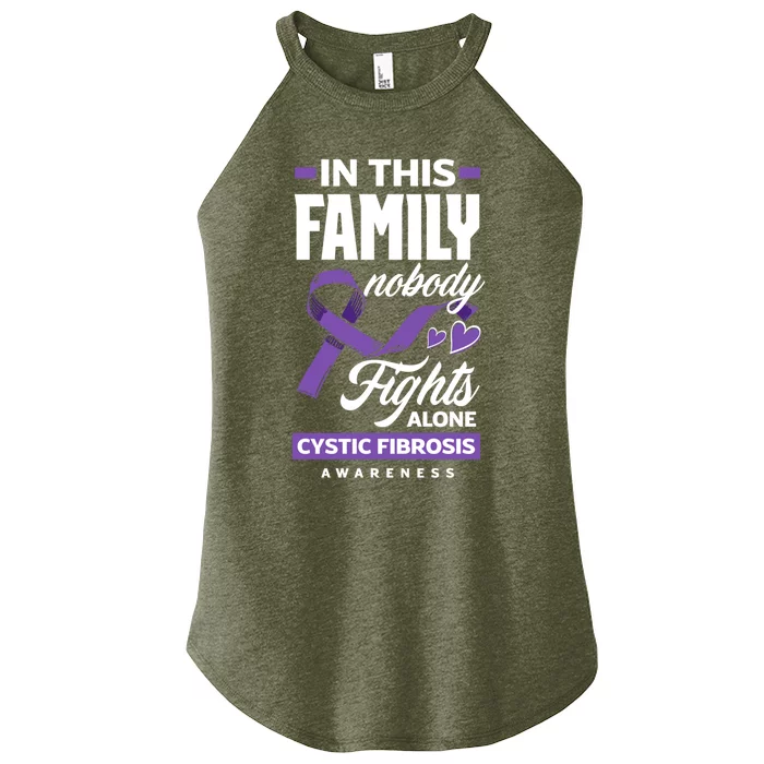 In This Family Nobody Fights Alone Cystic Fibrosis Awareness Gift Women’s Perfect Tri Rocker Tank