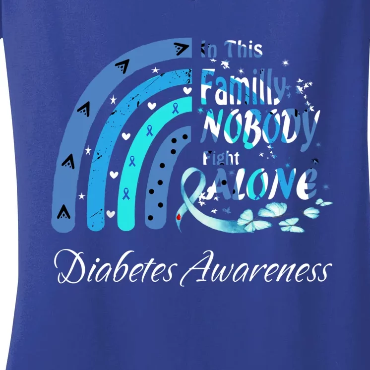 In This Family Nobody Fights Alone Diabetes Awareness Cute Gift Women's V-Neck T-Shirt