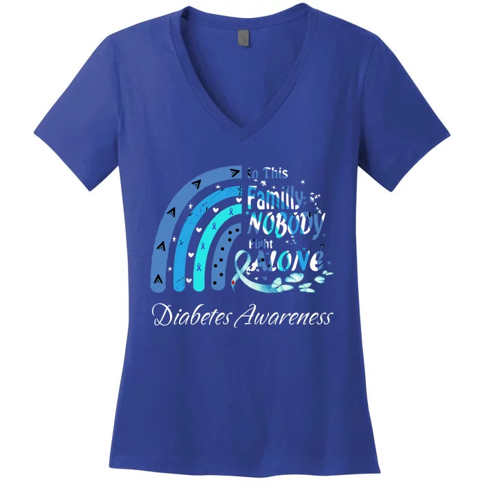 In This Family Nobody Fights Alone Diabetes Awareness Cute Gift Women's V-Neck T-Shirt