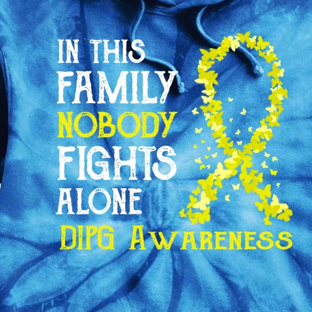 In This Family Nobody Fights Alone Dipg Gift Tie Dye Hoodie