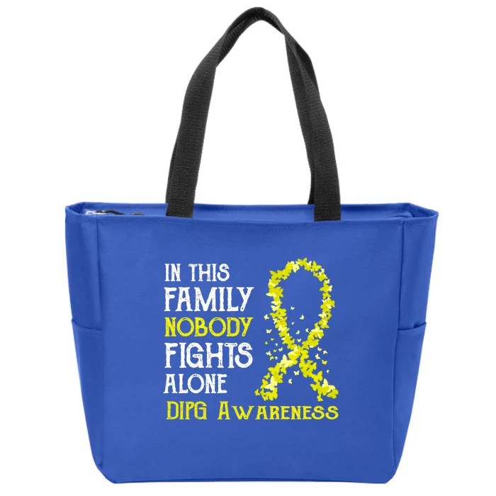 In This Family Nobody Fights Alone Dipg Gift Zip Tote Bag