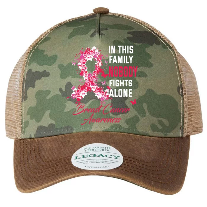 In This Family Nobody Fights Alone Breast Cancer Awareness Legacy Tie Dye Trucker Hat