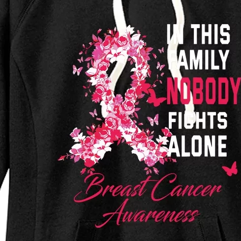 In This Family Nobody Fights Alone Breast Cancer Awareness Women's Fleece Hoodie