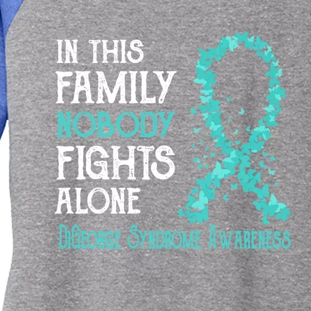 In This Family Nobody Fights Alone Digeorge Syndrome Gift Women's Tri-Blend 3/4-Sleeve Raglan Shirt