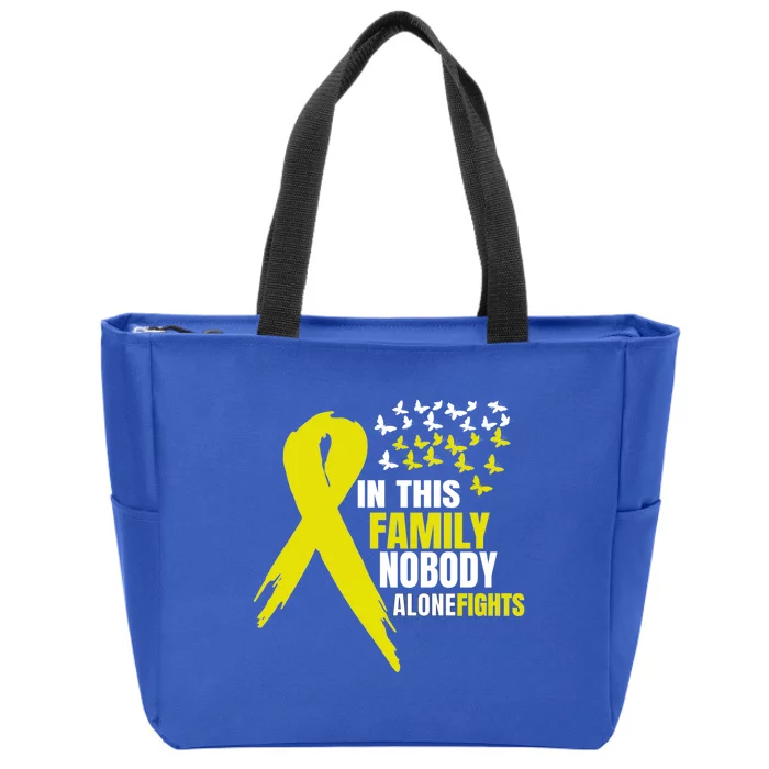 In This Family Nobody Fights Alone Bone Cancer Awareness Meaningful Gift Zip Tote Bag