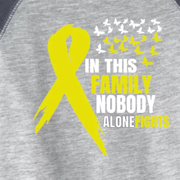 In This Family Nobody Fights Alone Bone Cancer Awareness Meaningful Gift Toddler Fine Jersey T-Shirt