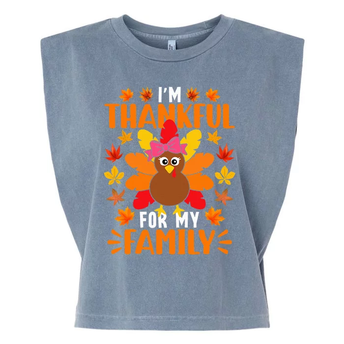 Im Thankful For My Family Funny Turkey Thanksgiving Garment-Dyed Women's Muscle Tee