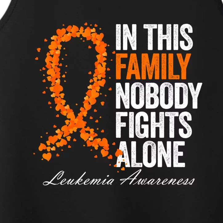 In This Family Nobody Fights Alone Leukemia Awareness Gift Performance Tank