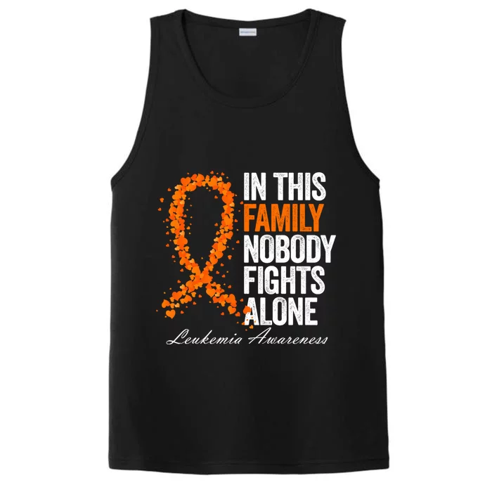 In This Family Nobody Fights Alone Leukemia Awareness Gift Performance Tank