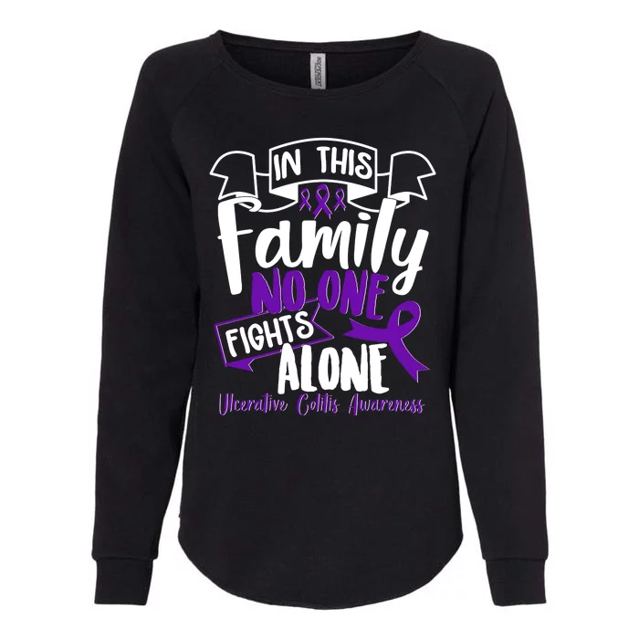 In This Family No One Fights Alone Ulcerative Colitis Awareness Womens California Wash Sweatshirt