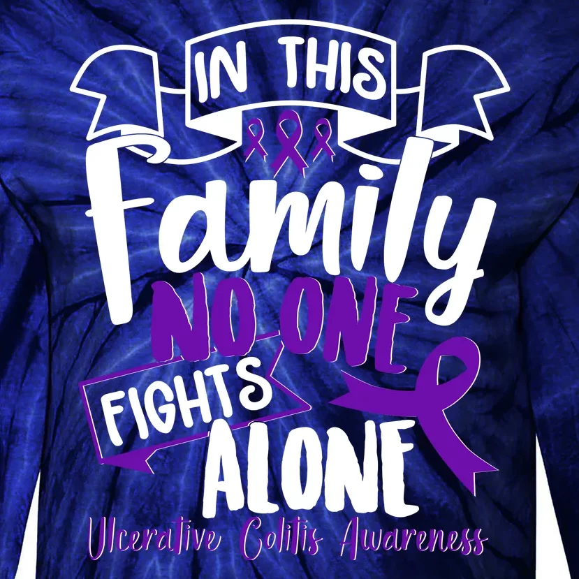 In This Family No One Fights Alone Ulcerative Colitis Awareness Tie-Dye Long Sleeve Shirt