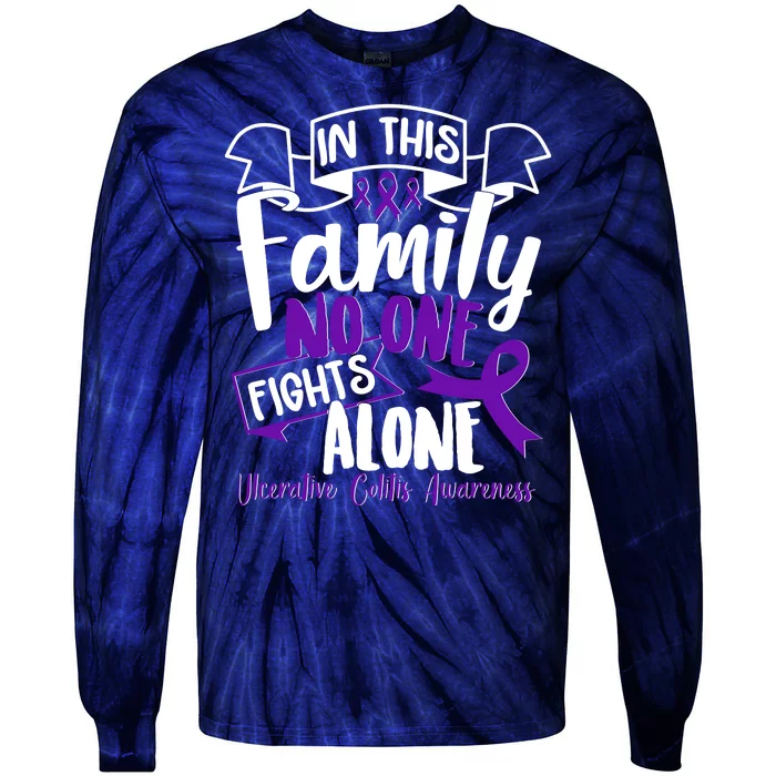 In This Family No One Fights Alone Ulcerative Colitis Awareness Tie-Dye Long Sleeve Shirt