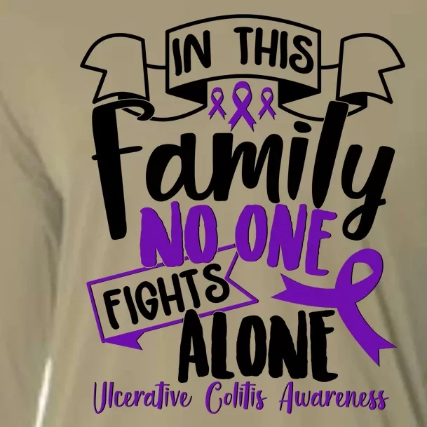 In This Family No One Fights Alone Ulcerative Colitis Awareness Cooling Performance Long Sleeve Crew