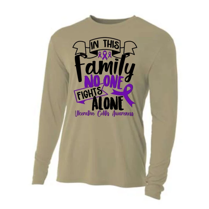 In This Family No One Fights Alone Ulcerative Colitis Awareness Cooling Performance Long Sleeve Crew