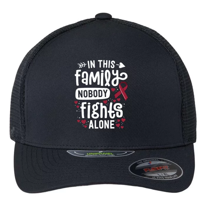 In This Family Nobody Fights Alone Hegioma Awareness Gift Flexfit Unipanel Trucker Cap