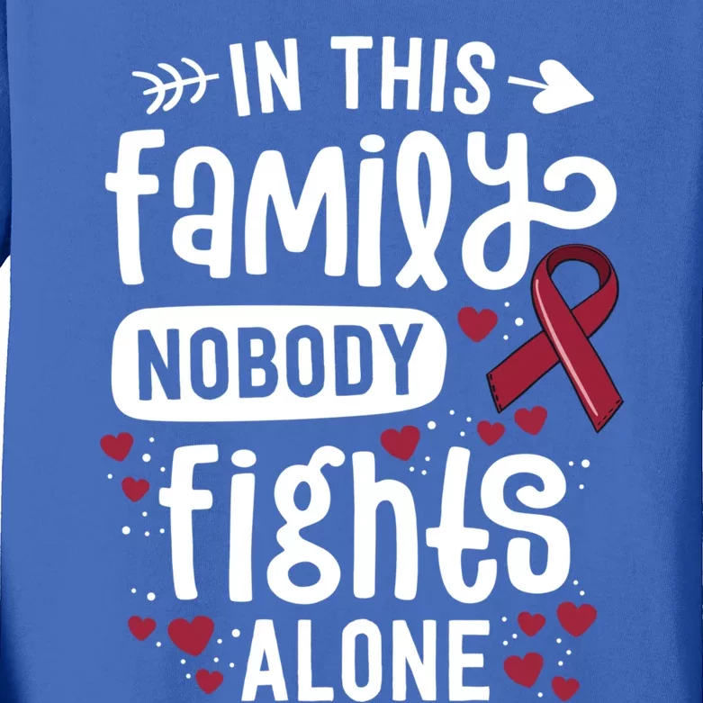 In This Family Nobody Fights Alone Hegioma Awareness Gift Kids Long Sleeve Shirt