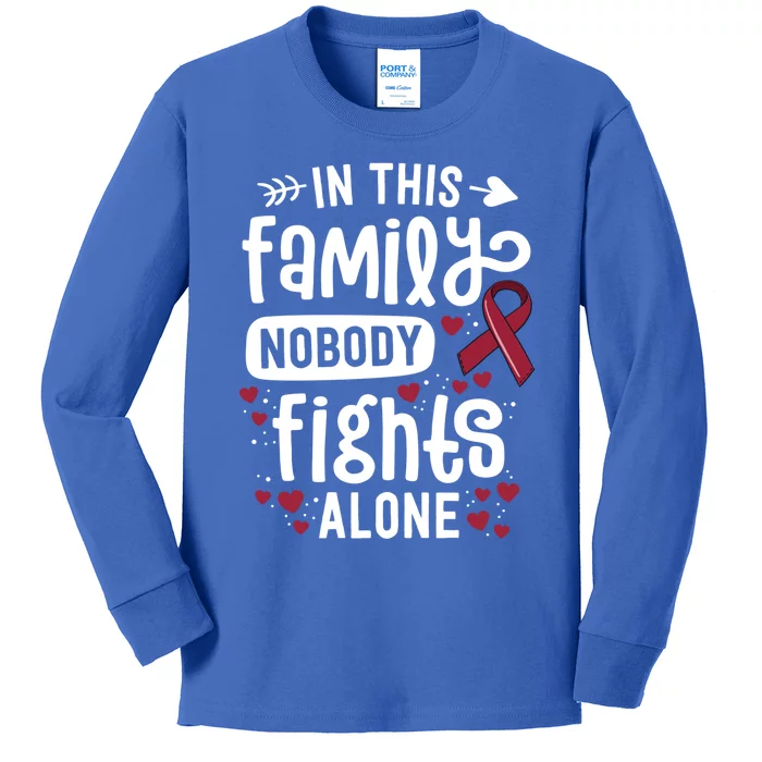 In This Family Nobody Fights Alone Hegioma Awareness Gift Kids Long Sleeve Shirt