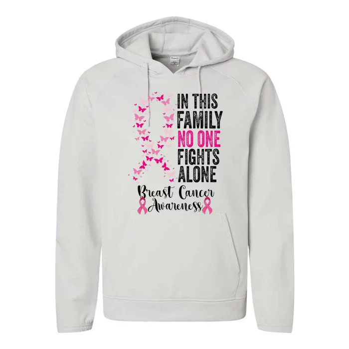 In This Family No One Fight Alone Breast Cancer Awareness Performance Fleece Hoodie