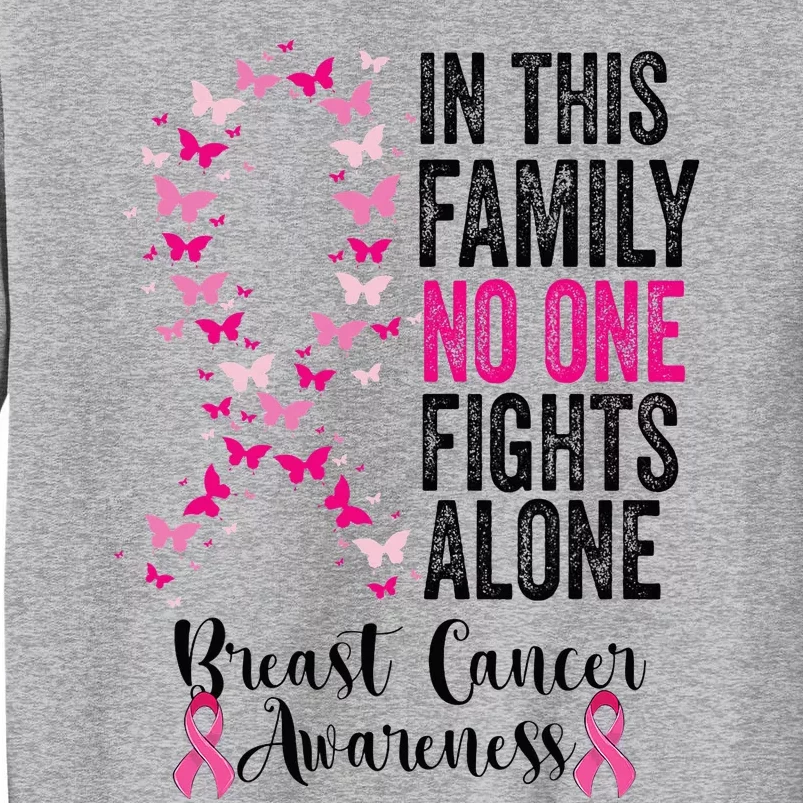 In This Family No One Fight Alone Breast Cancer Awareness Tall Sweatshirt