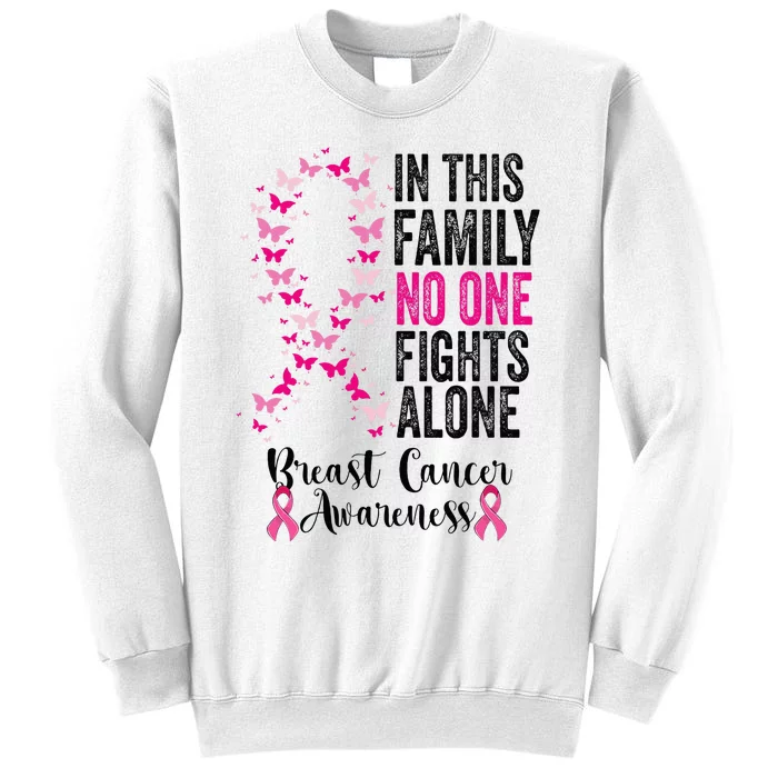 In This Family No One Fight Alone Breast Cancer Awareness Sweatshirt