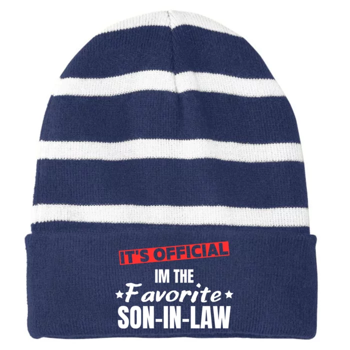 Im The Favorite Son In Law Funny Striped Beanie with Solid Band