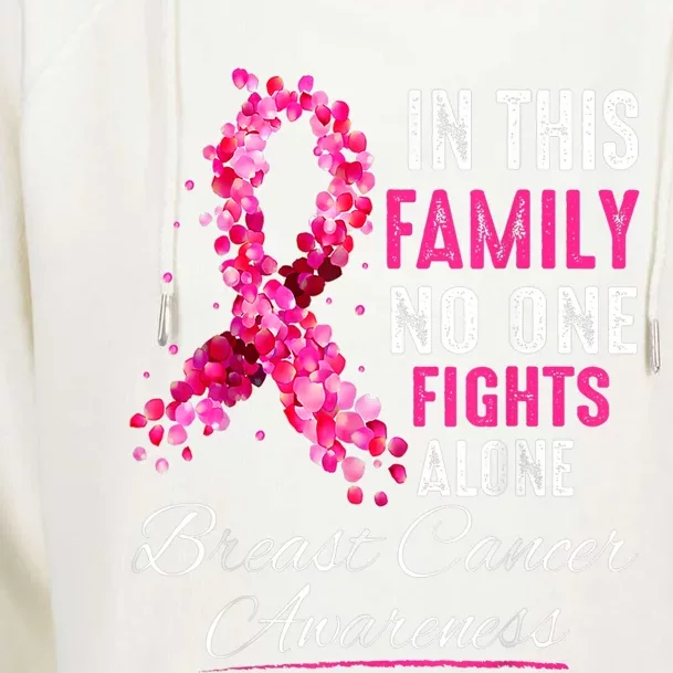 In This Family No One Fight Alone Breast Cancer Awareness Womens Funnel Neck Pullover Hood