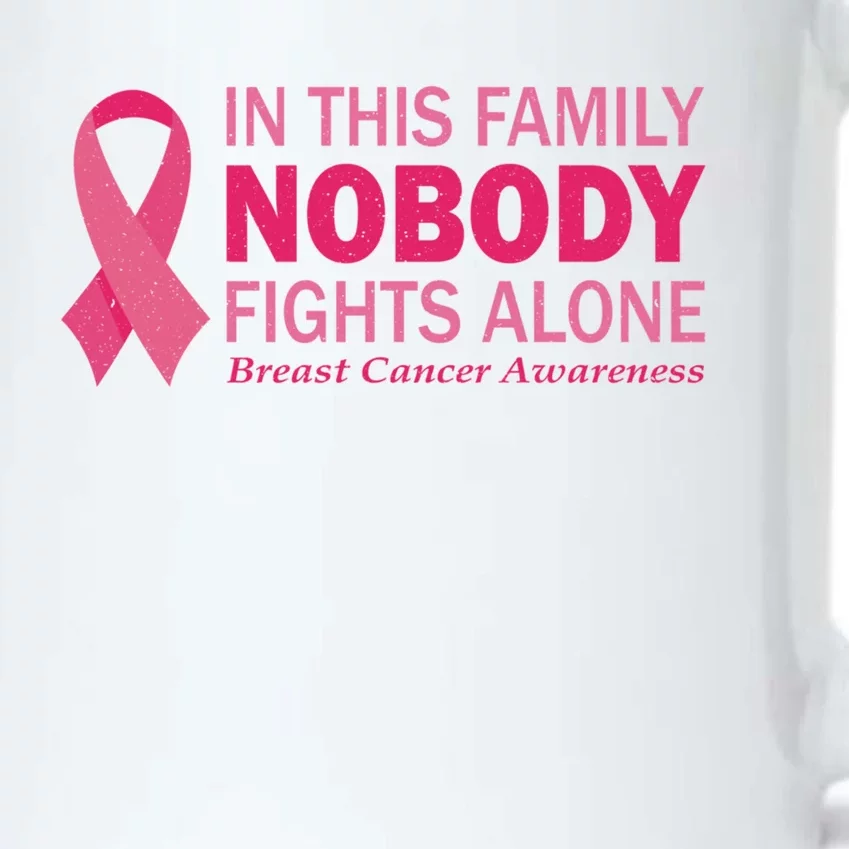 In This Family Nobody Fights Alone Funny Gift Breast Cancer Warrior Funny Gift Black Color Changing Mug