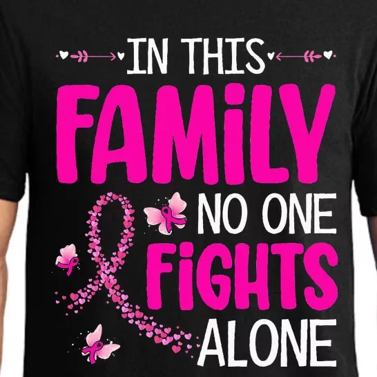 In This Family No One Fight Alone Breast Cancer Awareness Pajama Set