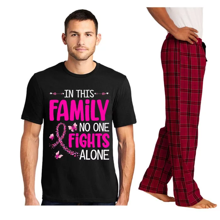 In This Family No One Fight Alone Breast Cancer Awareness Pajama Set