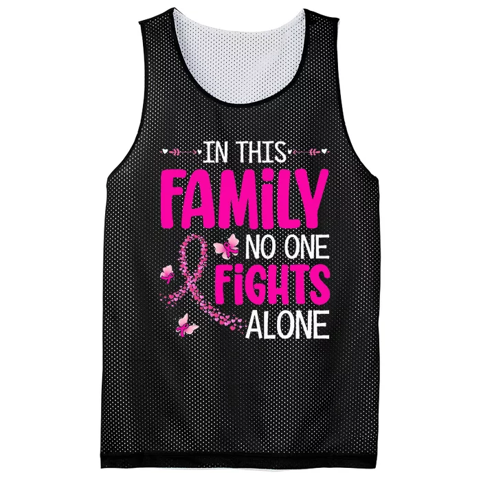 In This Family No One Fight Alone Breast Cancer Awareness Mesh Reversible Basketball Jersey Tank