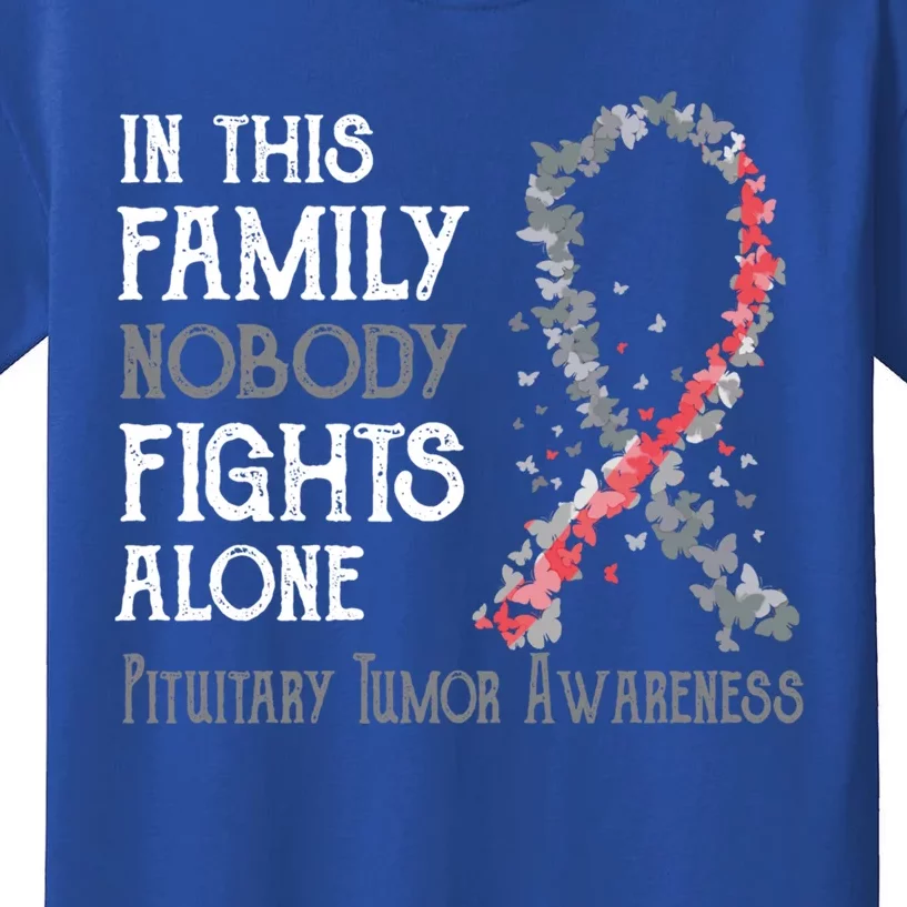 In This Family Nobody Fights Alone Pituitary Tumor Gift Kids T-Shirt