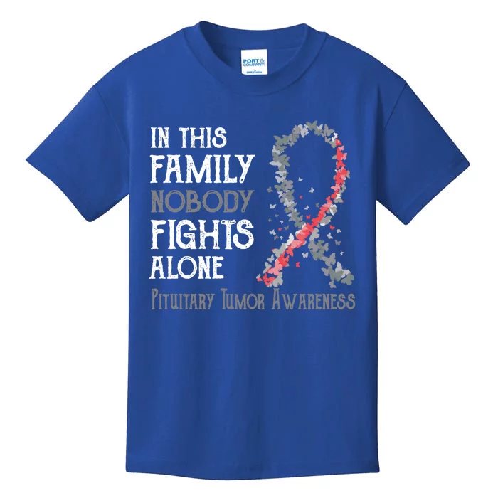 In This Family Nobody Fights Alone Pituitary Tumor Gift Kids T-Shirt