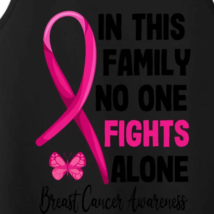 In This Family Nobody Fights Alone Breast Cancer Warrior Gift Performance Tank