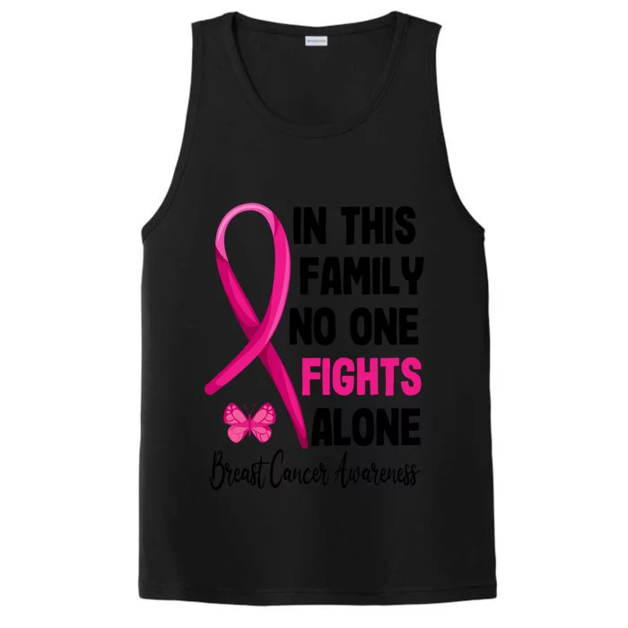 In This Family Nobody Fights Alone Breast Cancer Warrior Gift Performance Tank