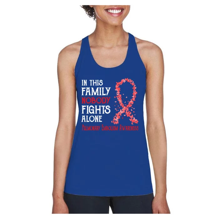 In This Family Nobody Fights Alone Pulmonary Embolism Gift Women's Racerback Tank