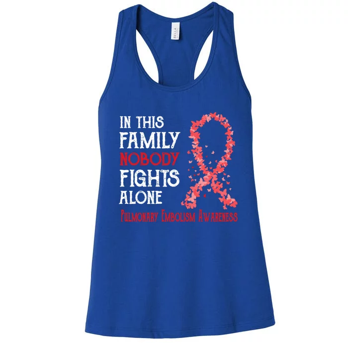 In This Family Nobody Fights Alone Pulmonary Embolism Gift Women's Racerback Tank