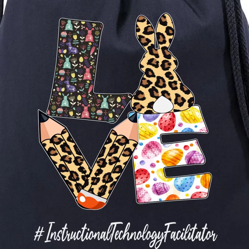 Instructional Technology Facilitator Love Easter Day Leopard Gift Drawstring Bag