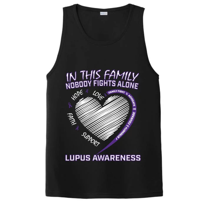 In This Family Nobody Fights Alone Purple Lupus Awareness Great Gift Performance Tank