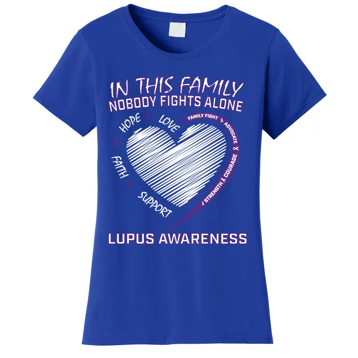 In This Family Nobody Fights Alone Purple Lupus Awareness Great Gift Women's T-Shirt