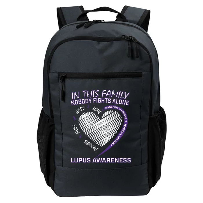 In This Family Nobody Fights Alone Purple Lupus Awareness Great Gift Daily Commute Backpack