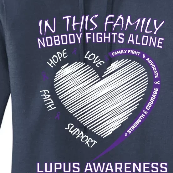 In This Family Nobody Fights Alone Purple Lupus Awareness Great Gift Women's Pullover Hoodie