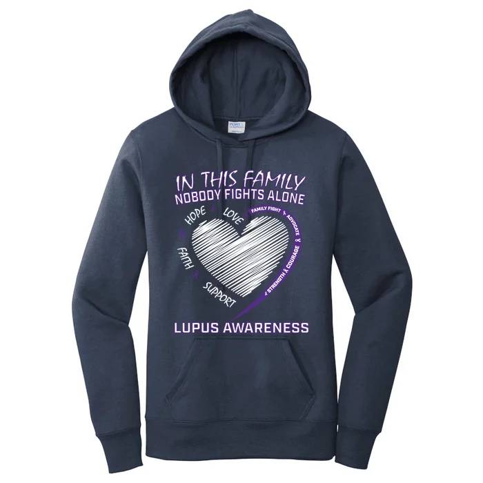 In This Family Nobody Fights Alone Purple Lupus Awareness Great Gift Women's Pullover Hoodie