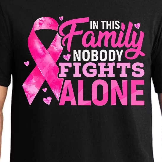 In This Family Nobody Fights Alone Breast Cancer Awareness Pajama Set