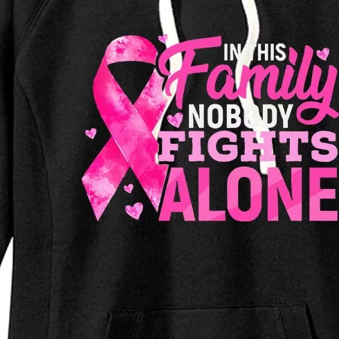 In This Family Nobody Fights Alone Breast Cancer Awareness Women's Fleece Hoodie