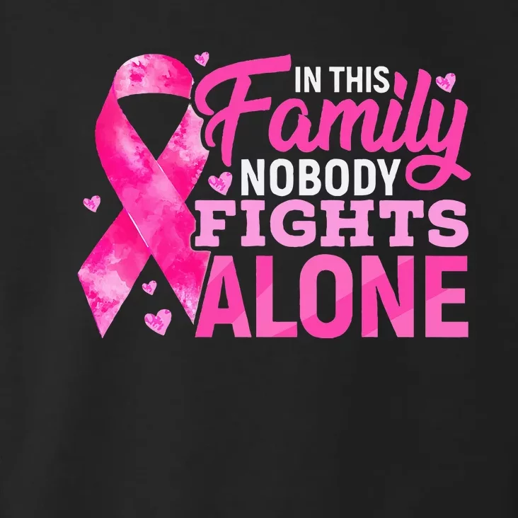 In This Family Nobody Fights Alone Breast Cancer Awareness Toddler Hoodie