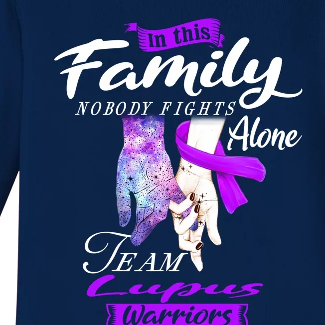 In This Family Nobody Fights Alone Team Lupus Warriors Gift Baby Long Sleeve Bodysuit